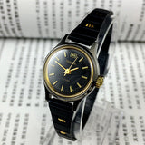 23mm HAIDA Manual Mechanical Lady Watch Golden Nail 17 Jews Black Dial 3 Hands