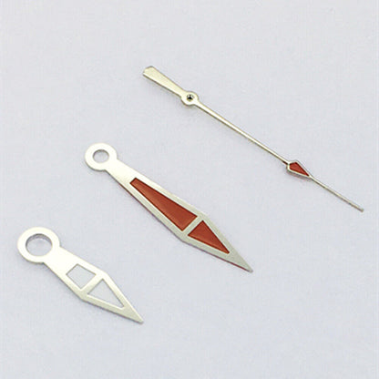 Green lume orange polished watch hands set for Asian 8215/2813/8205 movement, durable and precise.