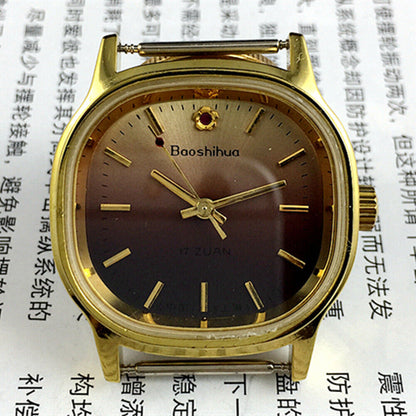 Montre mécanique manuelle Shanghai Golden Nail, boîtier carré, cadran marron dégradé