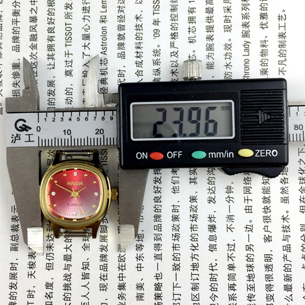 HAIDA 24mm lady watch with manual mechanical movement, diamond-style markers, and gradient red dial.