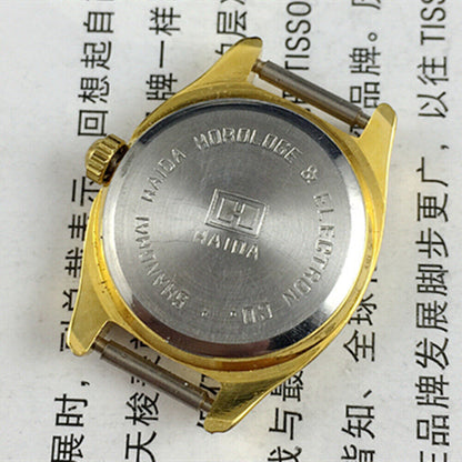 24mm HAIDA Lady Watch with golden nail markers, 17 jewels, manual mechanical, gradient green dial.
