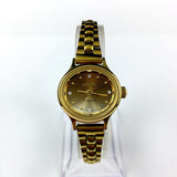 23mm HAIDA Manual Mechanical Lady Watch Golden Nail 17 Jews Gradient Brown Dial