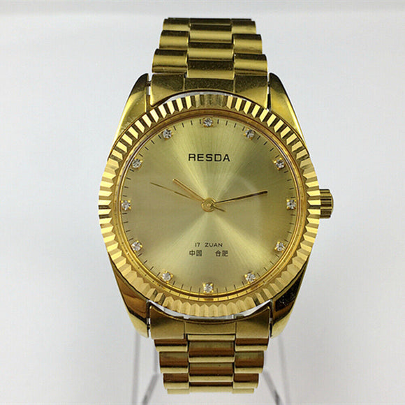 China Made Manual Mechanical Watch 17 Jews Imitation Diamond Nail Golden Dial