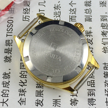 HAIDA 24mm women's mechanical watch with golden markers, 17 jewels, and gradient brown dial design.