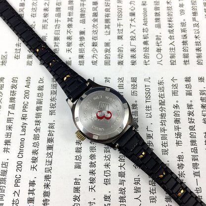 23mm HAIDA Manual Mechanical Lady Watch Golden Nail 17 Jews Black Dial 3 Hands