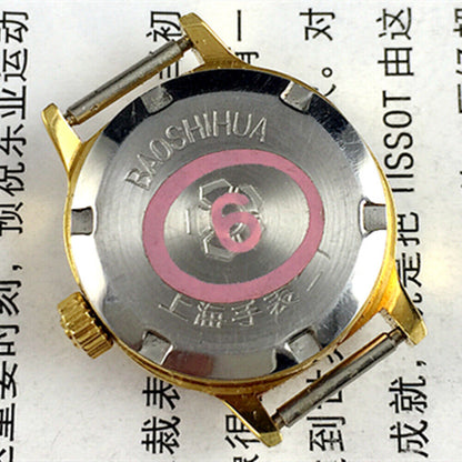 Montre mécanique manuelle Shanghai pour femme, clou doré, boîtier carré 17 juifs, cadran vert