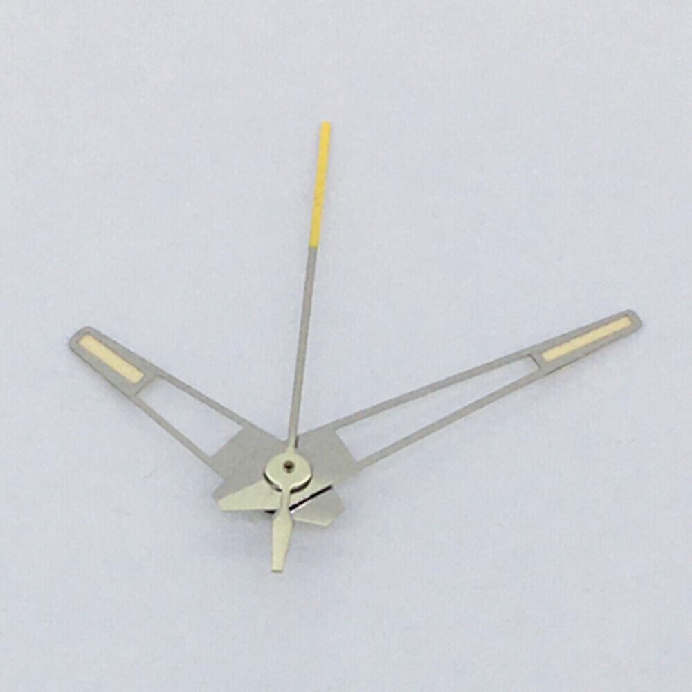 Yellow luminous watch hands with silver trim for China Made 8215/2813 and Miyota 8N24 movements