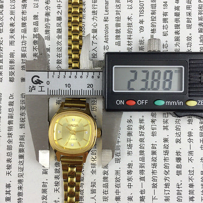 Elegant 24mm HAIDA gold ladies watch with imitation diamonds, perfect for stylish and formal occasions.