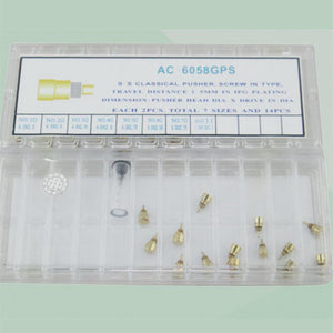 14pcs 7 Sizes Watch Stainless Steel Golden Classical Pusher Drive in Type