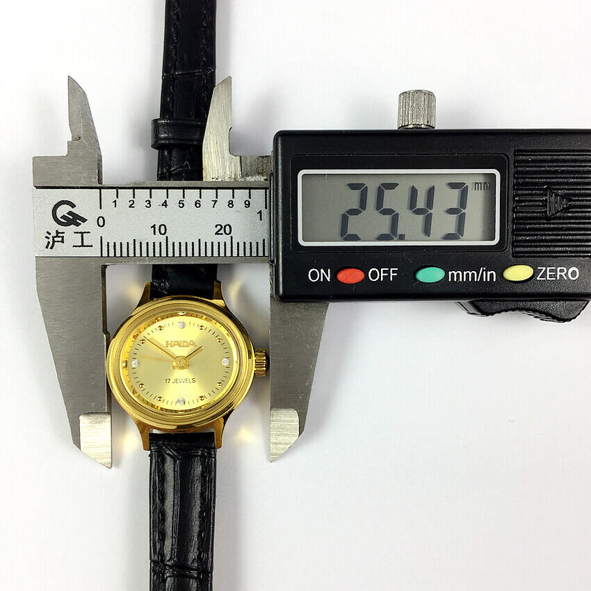Haida 24mm mechanical ladies watch with oval gold case and diamond-like accents for elegant style.