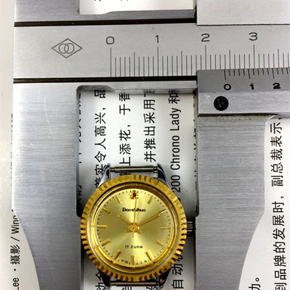 24mm Shanghai Manual Mechanical Lady Watch Golden Nail Golden Dial Round Case