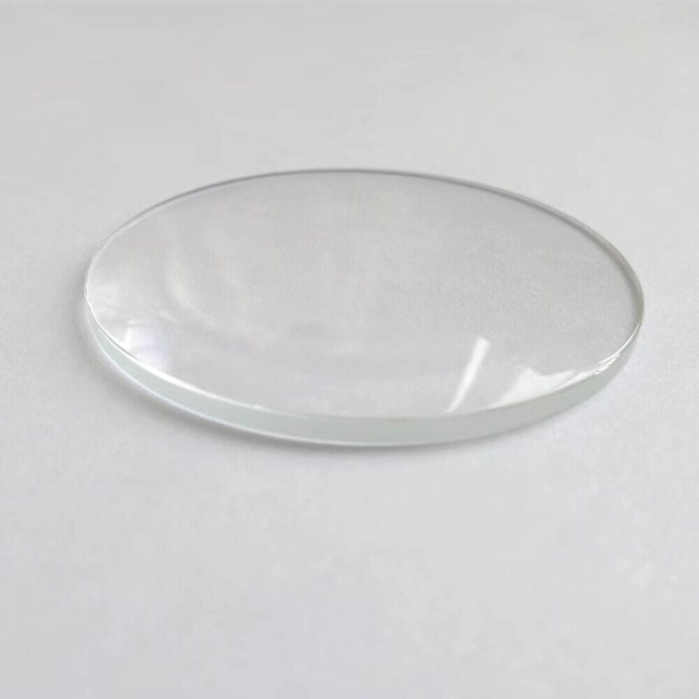 Set of 5 round dome watch glass crystals, 25-35mm, 1.5-2.5mm thick for watch repair tools.