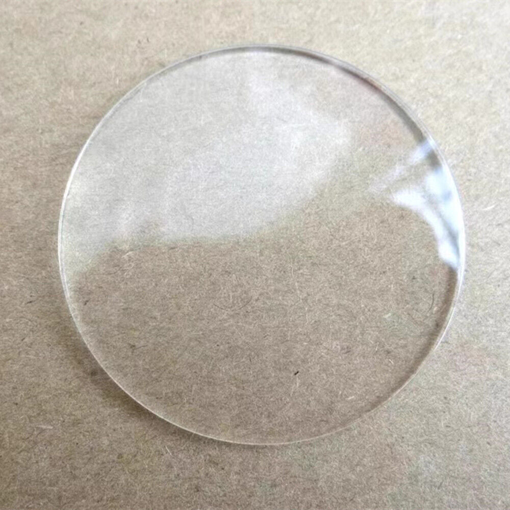 Set of 5 round single dome watch glass crystals, 25-35mm diameter, 1.5-2.5mm thick, ideal for watch repair accessories.
