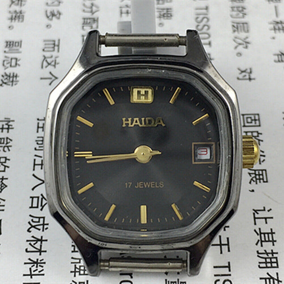 HAIDA Manual Mechanical Lady Watch Black Dial Single Calendar Octagonal Shape