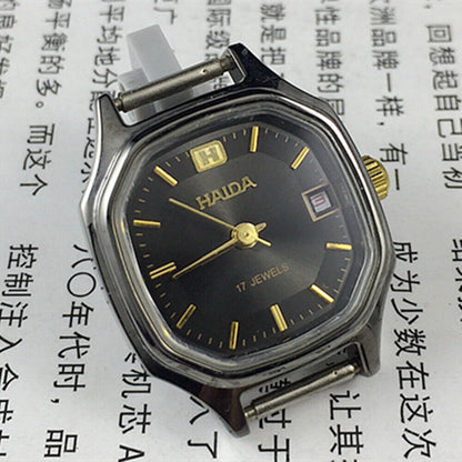 HAIDA Octagonal Lady Watch with Black Dial, Single Calendar, Elegant Mechanical Timepiece for Women