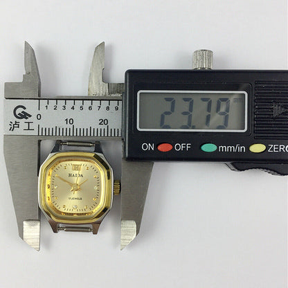 HAIDA Lady Watch with golden nail accents, 17 jewels, and octagonal gold-tone case design