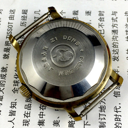 Kongque 37mm automatic watch with black dial, double calendar, and 33 jewels for precise timekeeping.