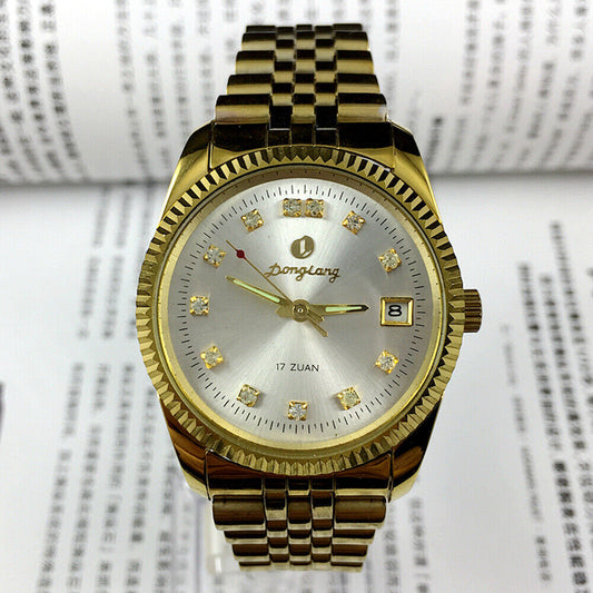 36mm China Donglang Manual Mechanical Watch 17 Jews Silver Dial Single Calendar