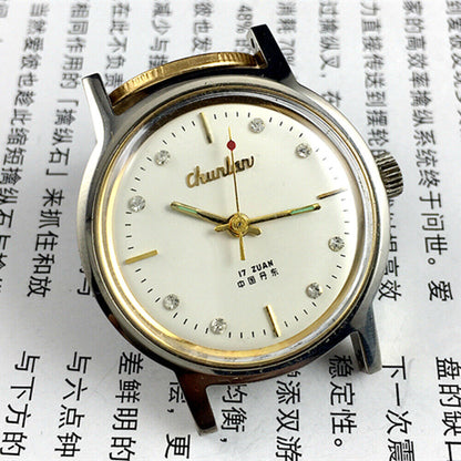 33mm China Chunlan Steel Manual Mechanical Watch 17 Jews White Dial+Watch Band