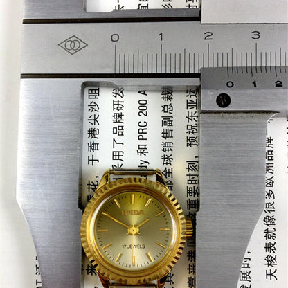 24mm SHANGHAI HAIDA gold manual mechanical lady watch with 17 jewels, three hands, elegant design