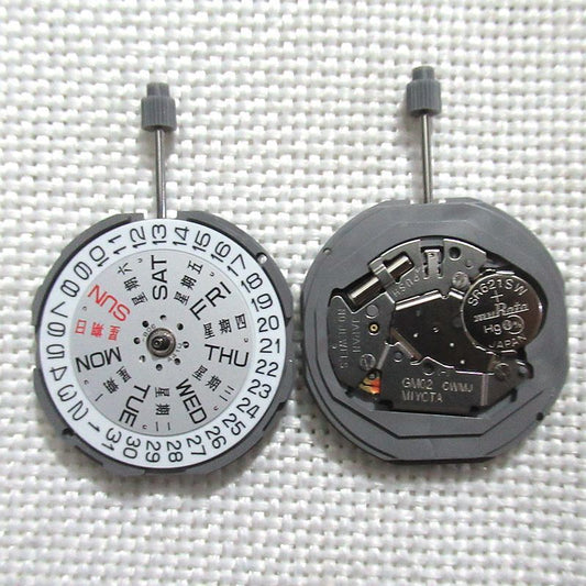 Miyota GM02 Japan quartz watch movement with date and day, high-precision replacement by Miyota.