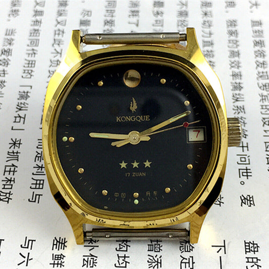 33mm Chunlan manual steel watch with silver dial and 17-jewel movement, paired with adjustable watch band.