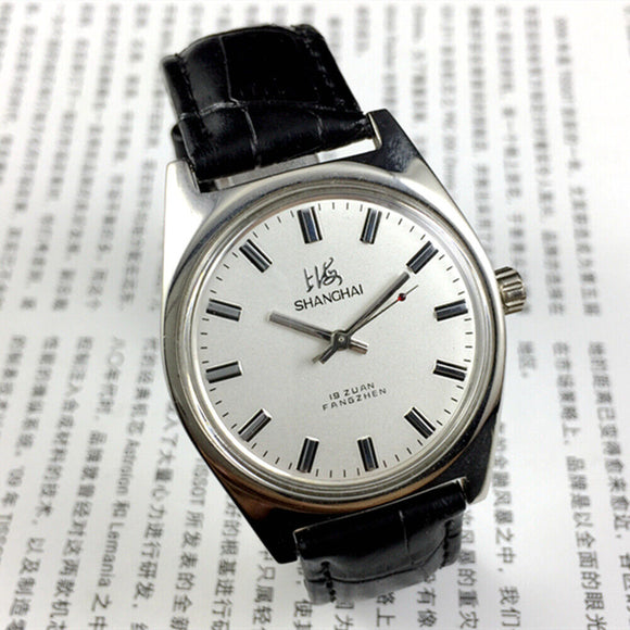 38mm Shanghai Factory Made Manual Mechanical Watch White Dial 3 Hands 19 Jews