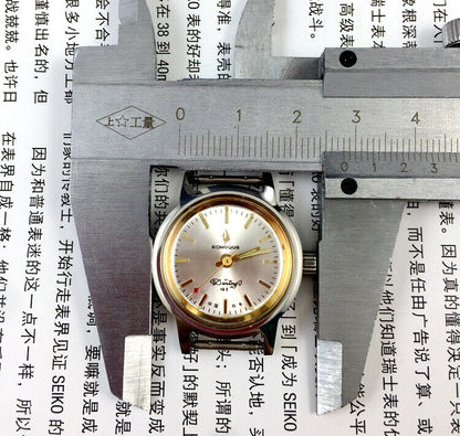 Kongque 26mm silver dial lady watch with manual movement and steel band for elegant style