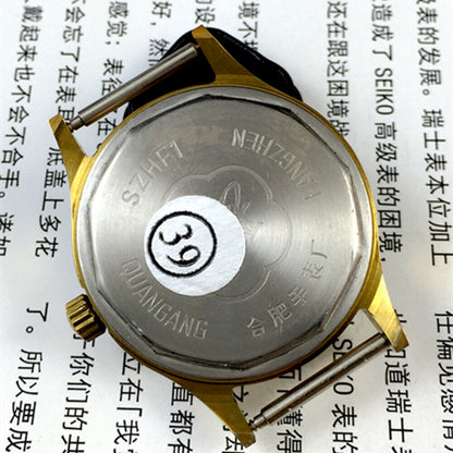 33mm China Made Manual Mechanical Watch Golden Nail Silver Dial Shock-Resistant