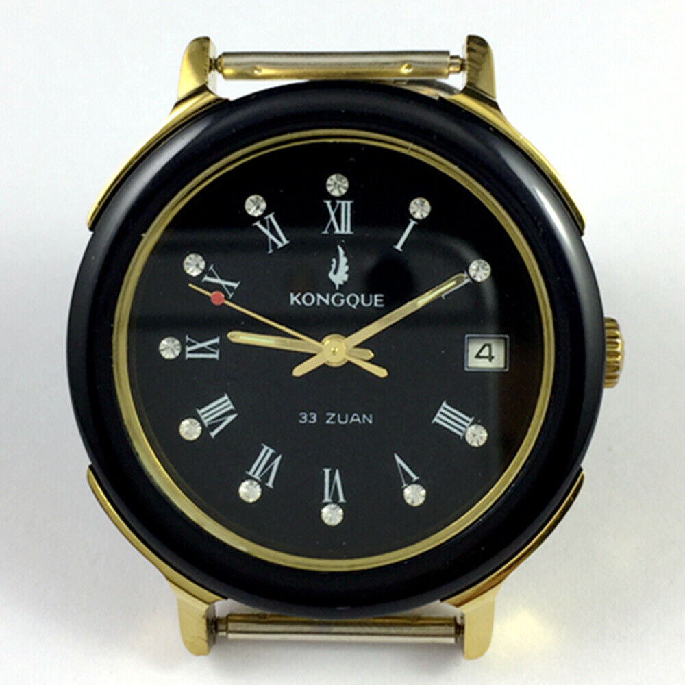 37mm Kongque automatic watch with black dial, Roman numerals, and 33 jewels for precision timekeeping.