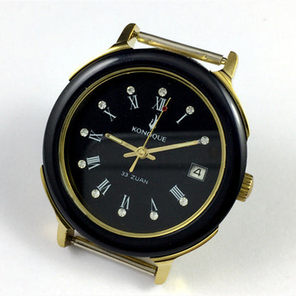 Kongque 37mm automatic watch with black dial, Roman numerals, and 33-jewel movement for accuracy.
