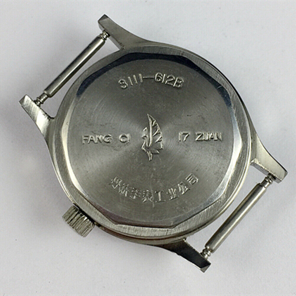 33mm China Kongque manual mechanical watch with silver dial, 17 jewels, and stainless steel band.