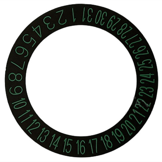 Black Background Green Font Date Disk Wheel for Movement NH35 NH36 Date At 6