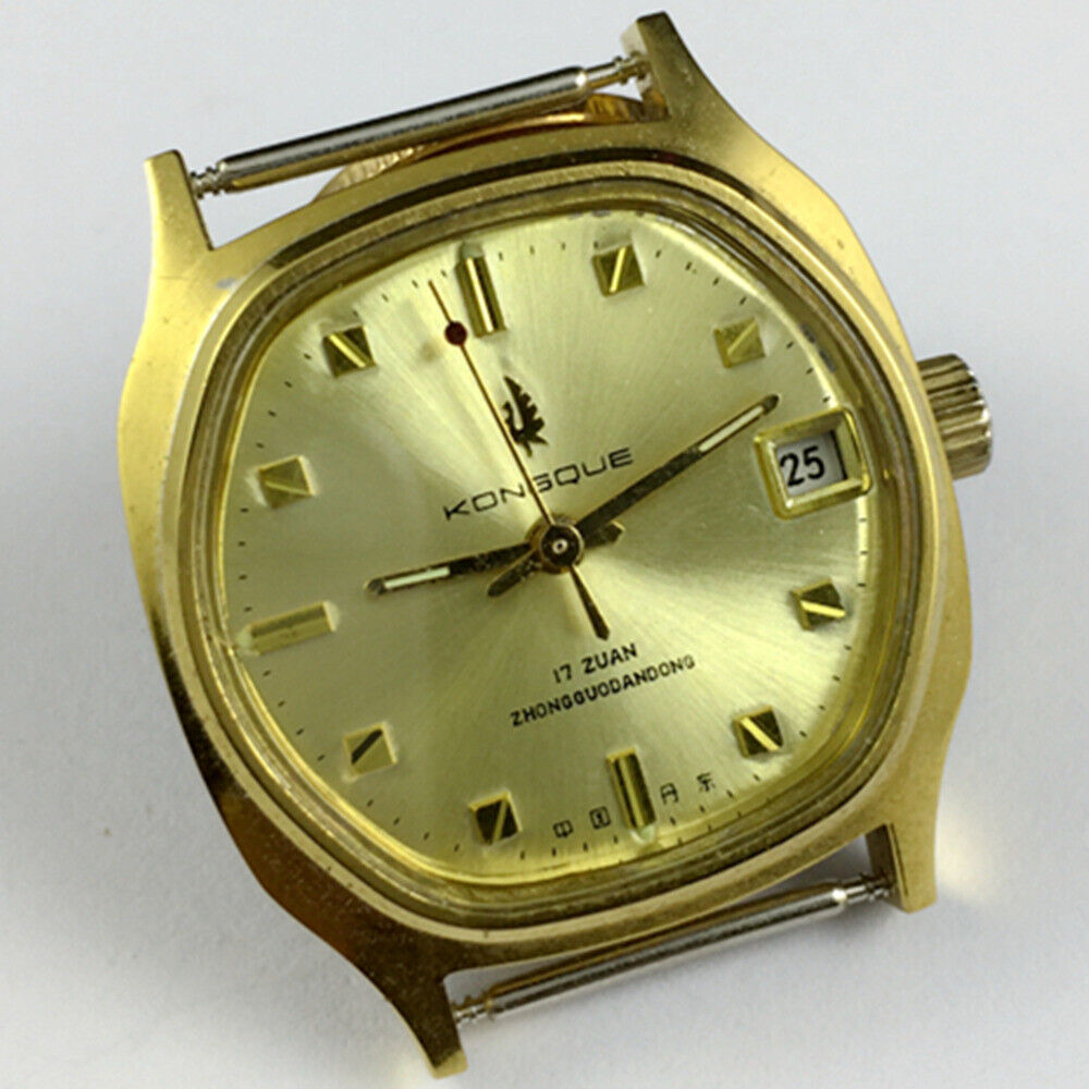 Kongque manual mechanical watch with 17 jewels, crafted by China Dandong Liaoning factory, classic timepiece design.