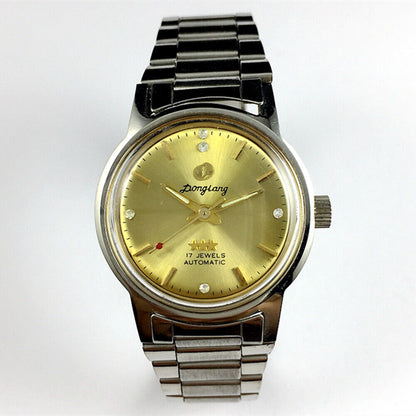 China Donglang Steel Automatische mechanische Uhr 17 Juden Goldenes Zifferblatt+Uhrenband