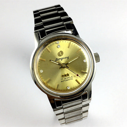 China Donglang Steel Automatische mechanische Uhr 17 Juden Goldenes Zifferblatt+Uhrenband