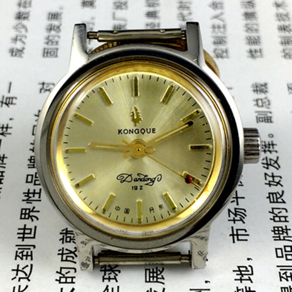 Liaoning Factory Made Kongque Manual Lady Mechanical Watch 19 Jews Golden Dial