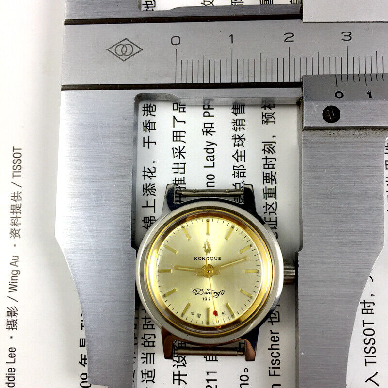 Liaoning Kongque lady mechanical watch with golden dial, 19 jewels, and elegant design for daily wear accessories.