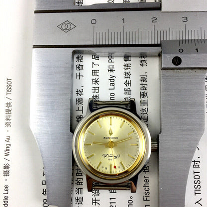 Liaoning Kongque lady mechanical watch with golden dial, 19 jewels, and elegant design for daily wear accessories.