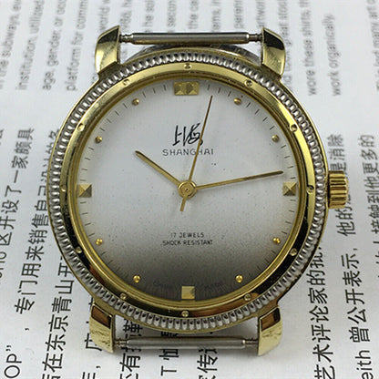 Shanghai Factory Made Manual Mechanical Watch Golden Nail Gradient Grey Dial
