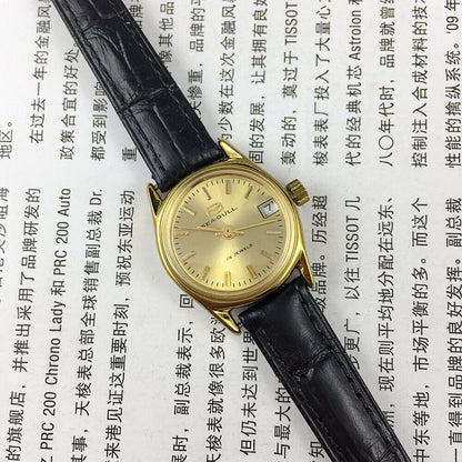 Montre mécanique à cadran rond pour femme, cadran doré, calendrier simple, motif mouette
