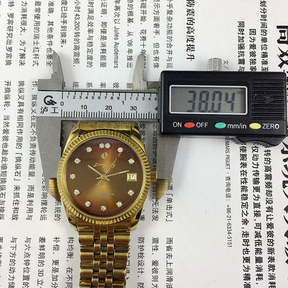 36mm China Donglang Manual Mechanical Watch 17 Jews Brown Dial Single Calendar