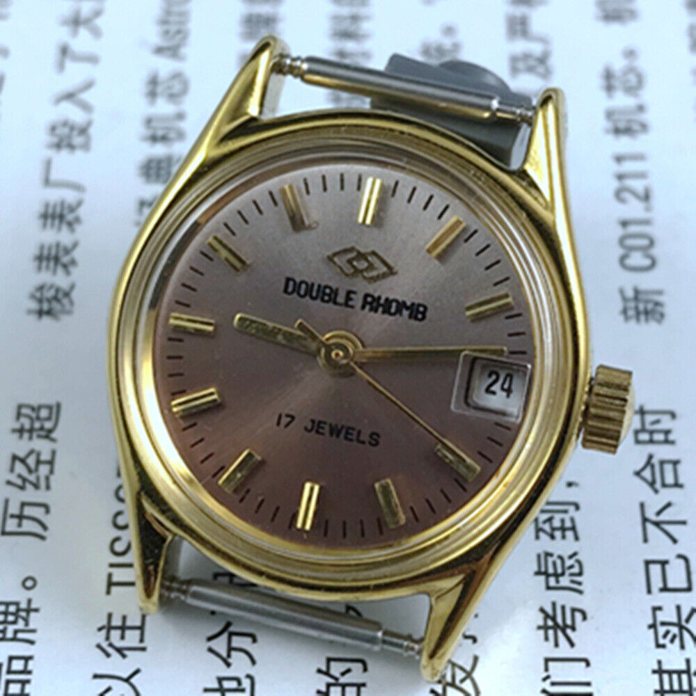 Double Rhomb Lady Watch featuring a dark brown dial, single calendar, manual movement, elegant style by Double Rhomb.
