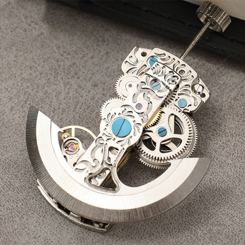 Silver hollow rectangle watch accessory by Asian Dandong featuring automatic mechanical movement and sleek design.