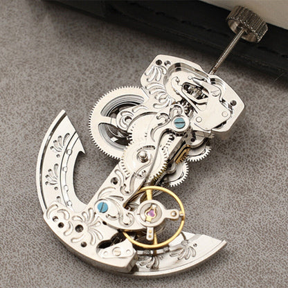 Silver hollow rectangle watch accessory by Asian Dandong showcasing automatic mechanical movement and elegant design.