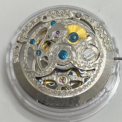China Made Shanghai Silver Hollow Carved 3 Hands Automatic Mechanical Movement