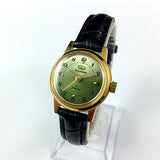 Round Case 3 Hands Green Background Zhufeng Manual Mechanical Ladies Watch