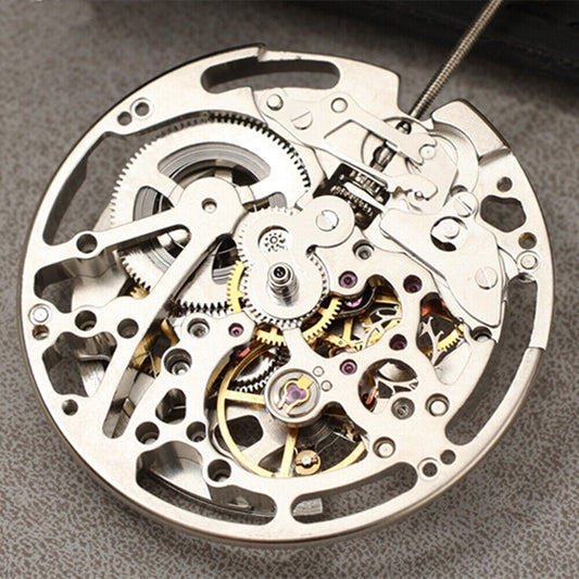 Dandong Silver automatic mechanical watch with hollow design and second stop feature, China made.