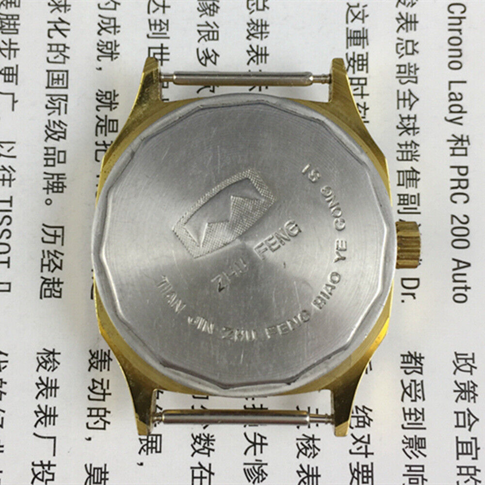 Zhufeng Tianjin 34mm gold octagonal watch with manual mechanical movement and nail design details.
