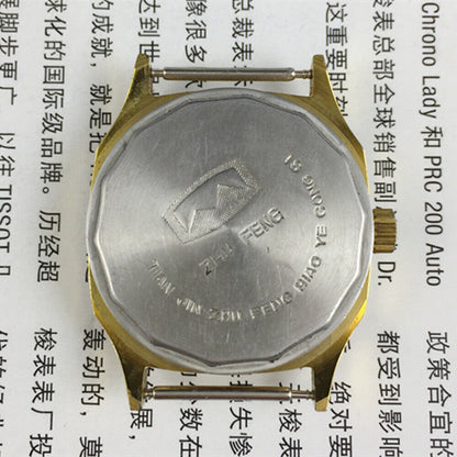 Zhufeng Tianjin 34mm gold octagonal watch with manual mechanical movement and nail design details.